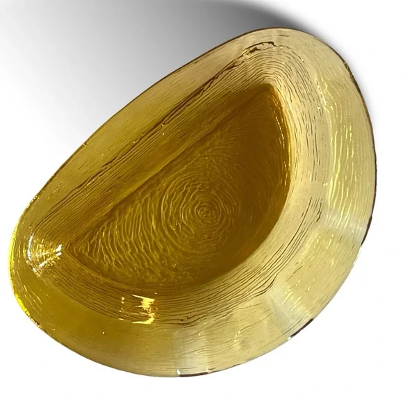 VTG MCM Honey Pressed Glass Ashtray | Set of Two Half Moon - Picture 5 of 13